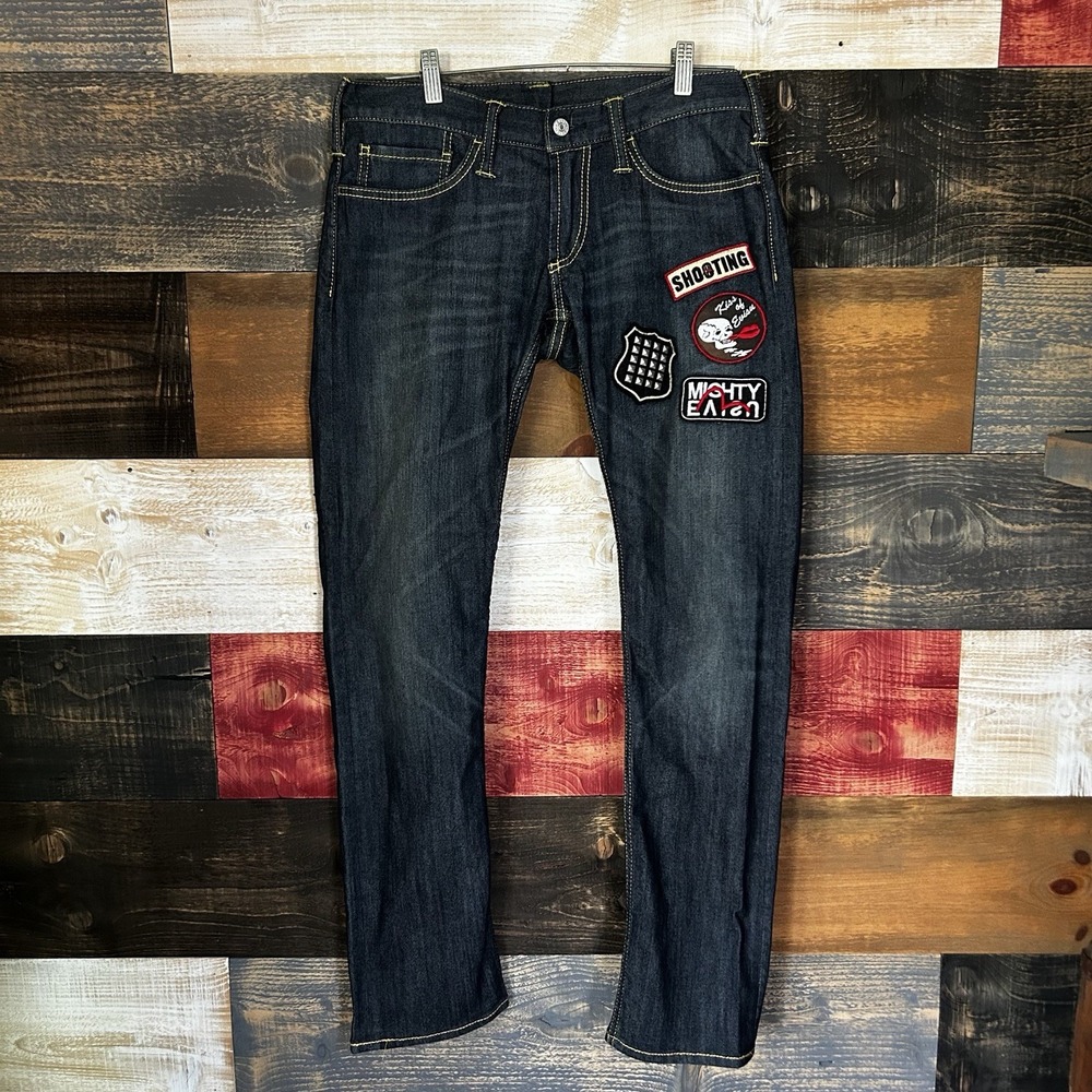 Evisu Genes Low Rise Dark Wash Slim 31 By 30 Unisex